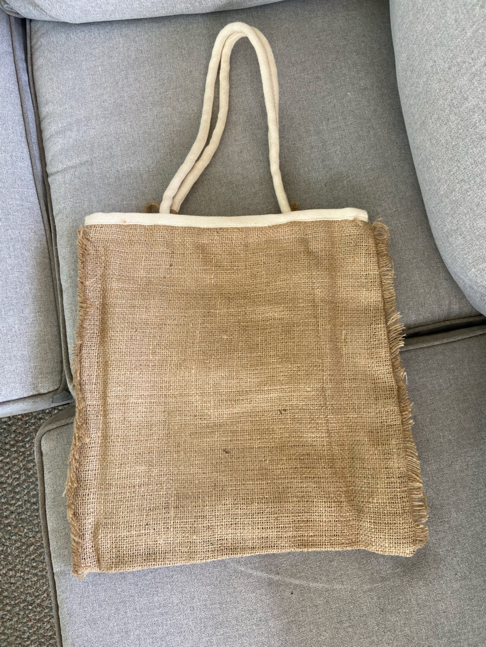 Burlap Beach Tote with Coral Palm Print - Picture 2 of 3